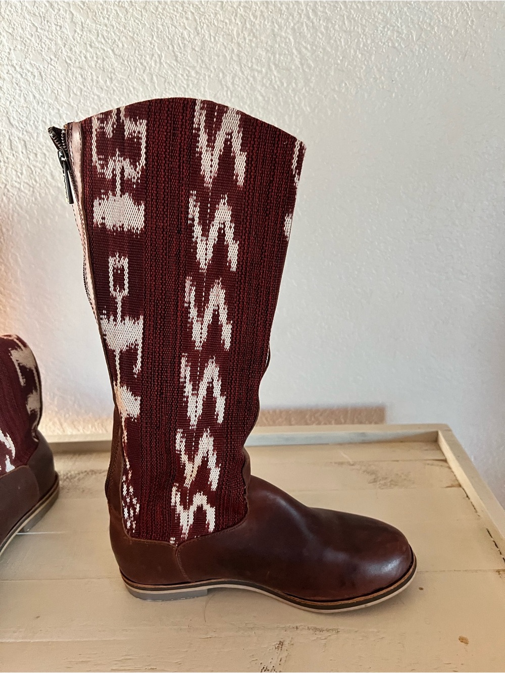 Women's Brown and Burgundy Western-Inspired Boots